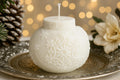 Snowflake Candle – handmade sculptural soy wax winter decor – detail 6