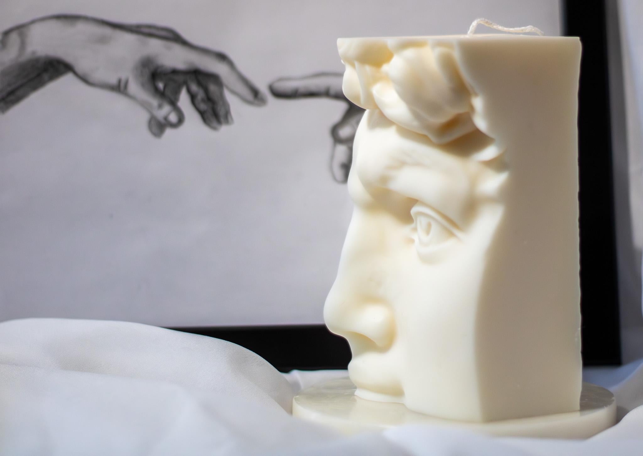 Large 3D Half Head Sculpture of David Candle - Handmade Soy Wax Art