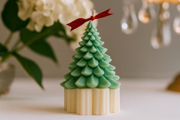 Christmas Candle Bundle — Handmade Snowflake & Tree Sculptural Soy Candles