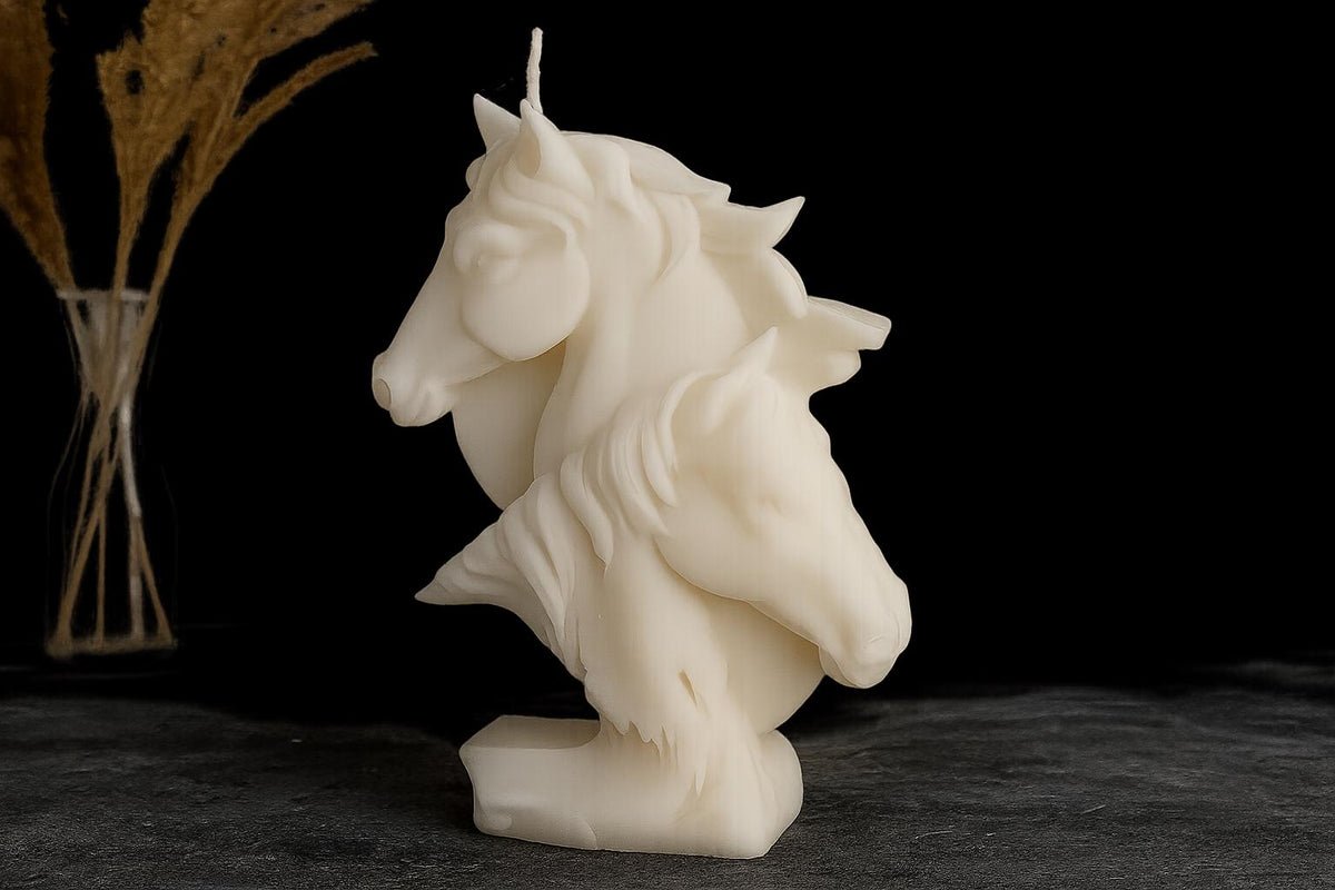Sculptural Horse Candle – Handcrafted Decorative Art Candle soy wax candle — side view
