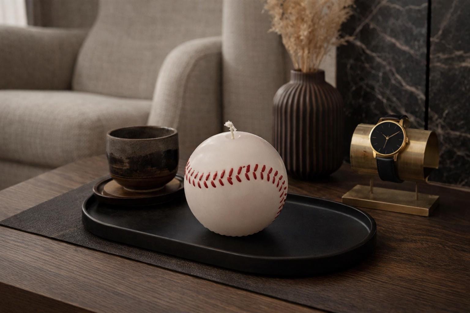 Handmade Baseball Soy Candle