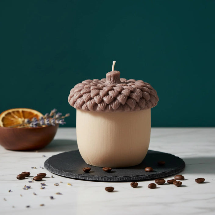 Acorn Shaped Soy Wax Candle — Large Sculptural Fall Decor, Autumn Centerpiece & Housewarming Gift