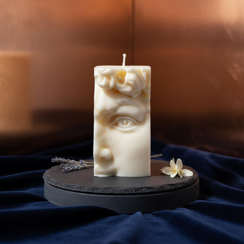 Large 3D Half Head Sculpture of David Candle - Handmade Soy Wax Art