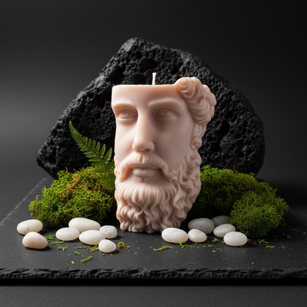 Half Head Zeus Sculptural Candle - Greek Inspired Decoration
