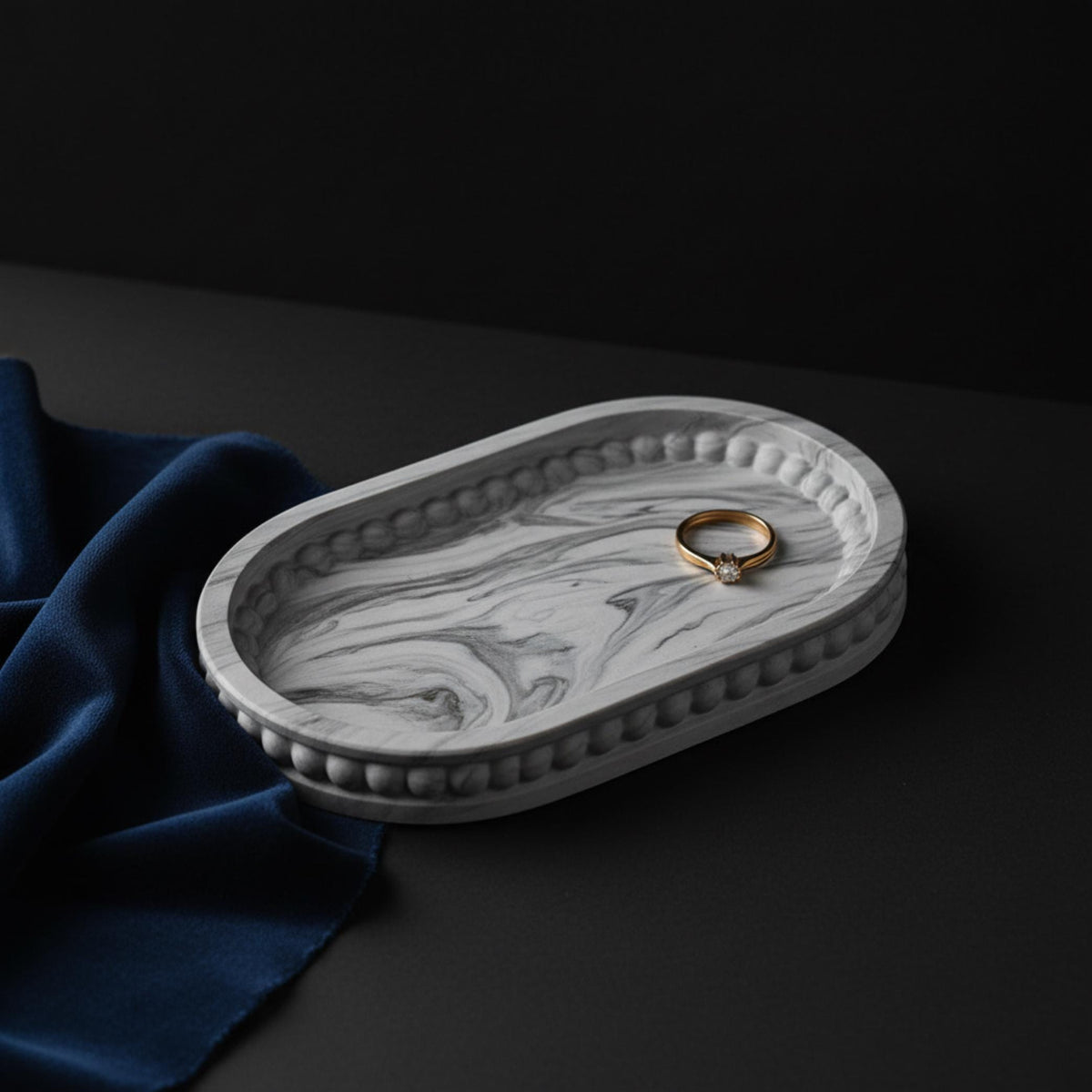 Oval Concrete Marbled Tray