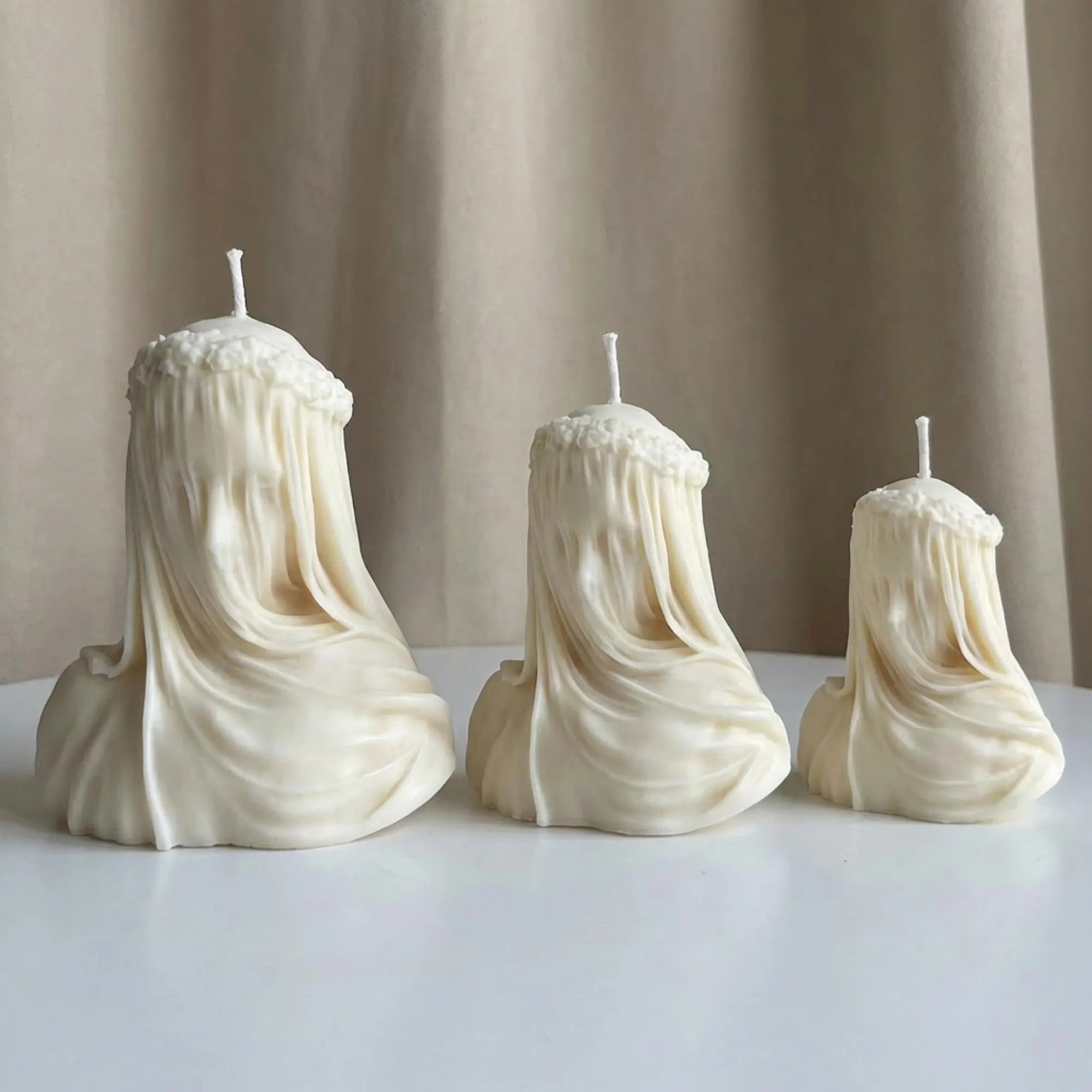Veiled lady soy wax candle — close-up detail