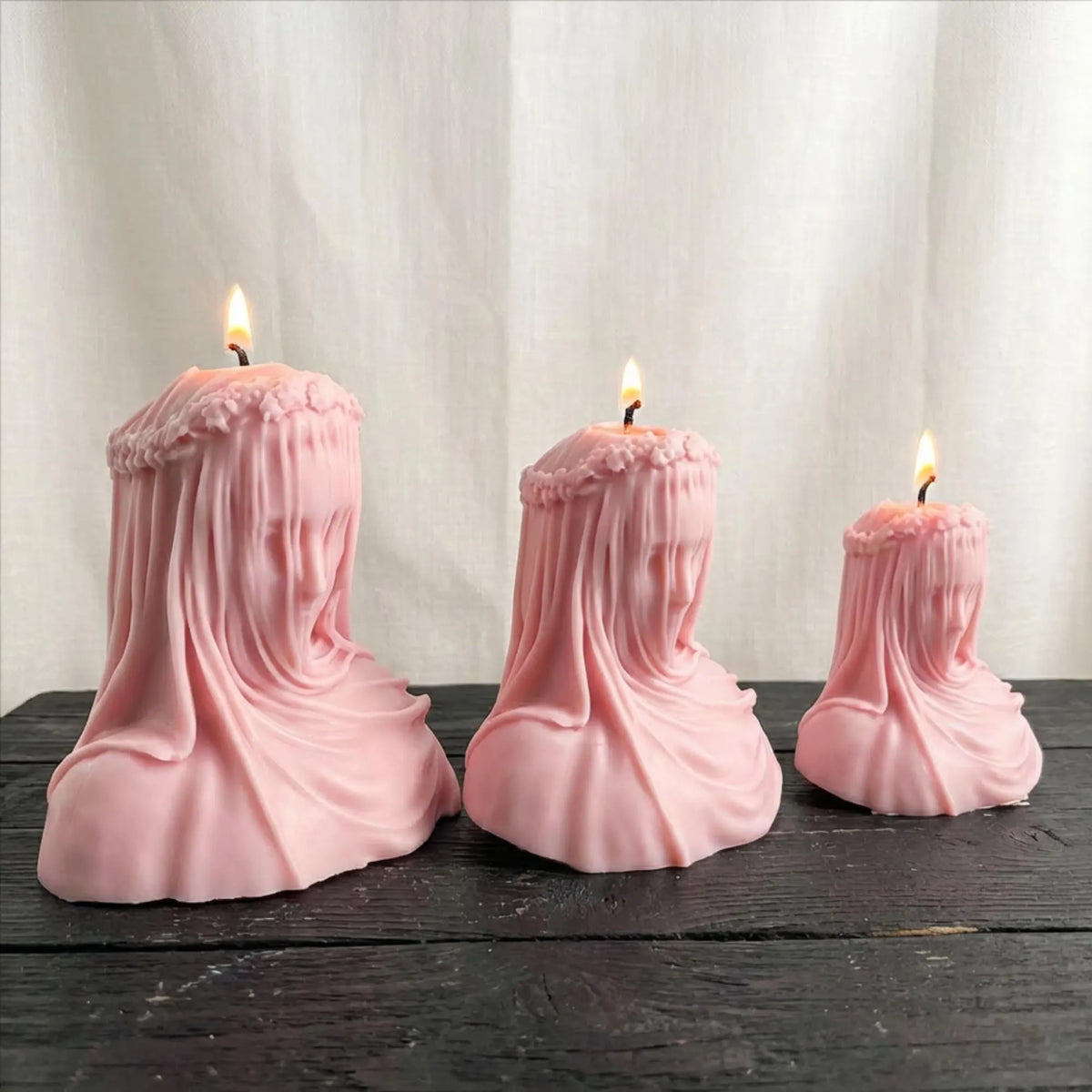 Veiled lady soy wax candle — unlit display