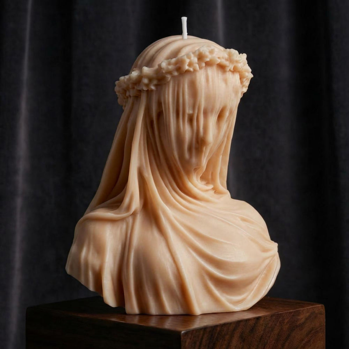 Extra Large Veiled Lady Sculptural Candle soy wax candle — scale view