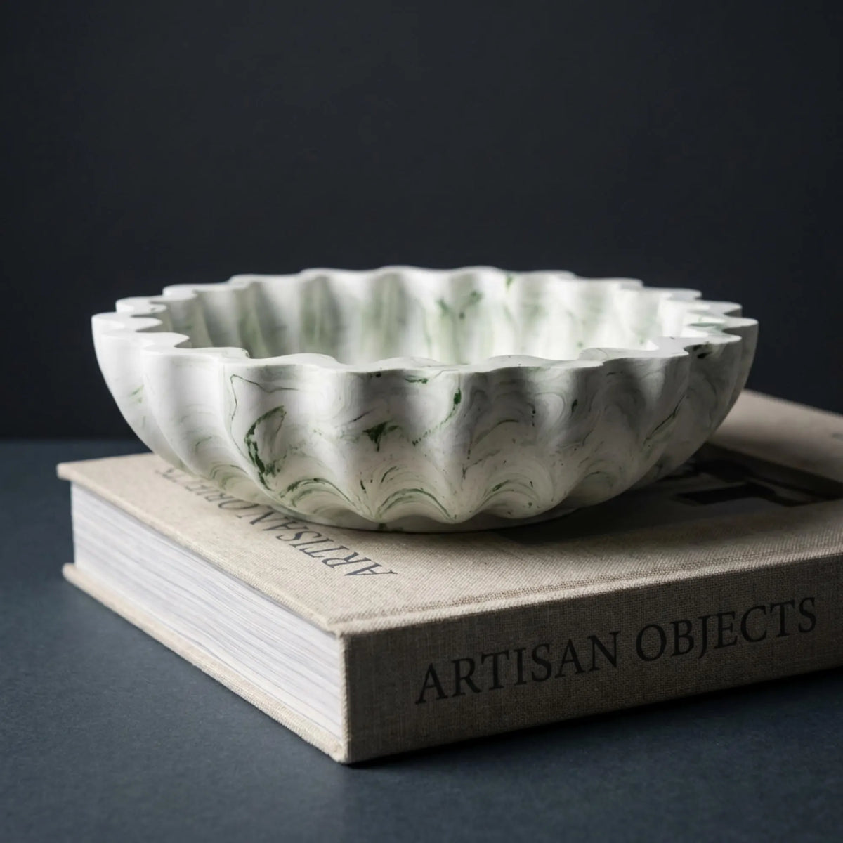 Handmade Scallop Jesmonite Bowl, Marbled Catch-All Dish, Modern Minimalist Home Decor