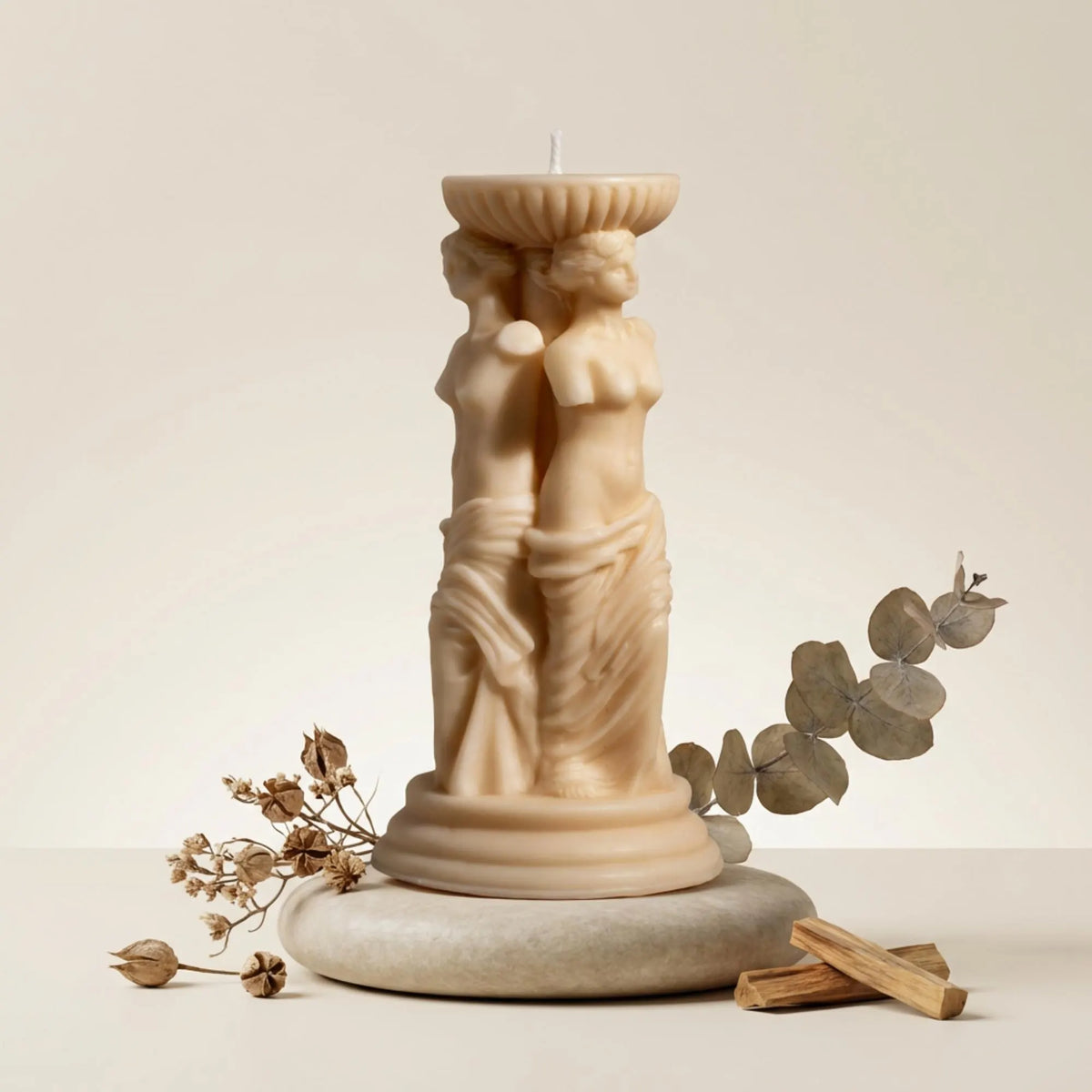 Venus Candle Greek Mythology, Caryatid Greek Column Soy Candle: Goddess Bust, Witchy Home Decor, Mothers Day Gift, Unique Candle Gift - lit candle