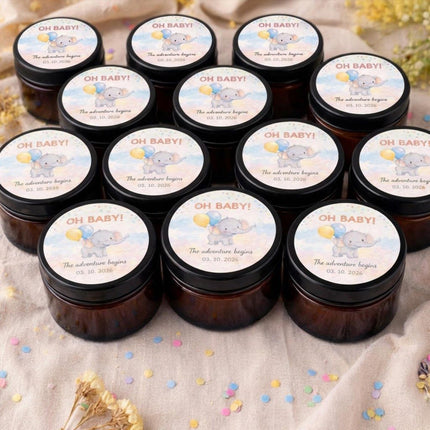 Bulk Baby Shower Candle Favors — 1oz Soy Wax, Personalized Custom Label, Gender Neutral