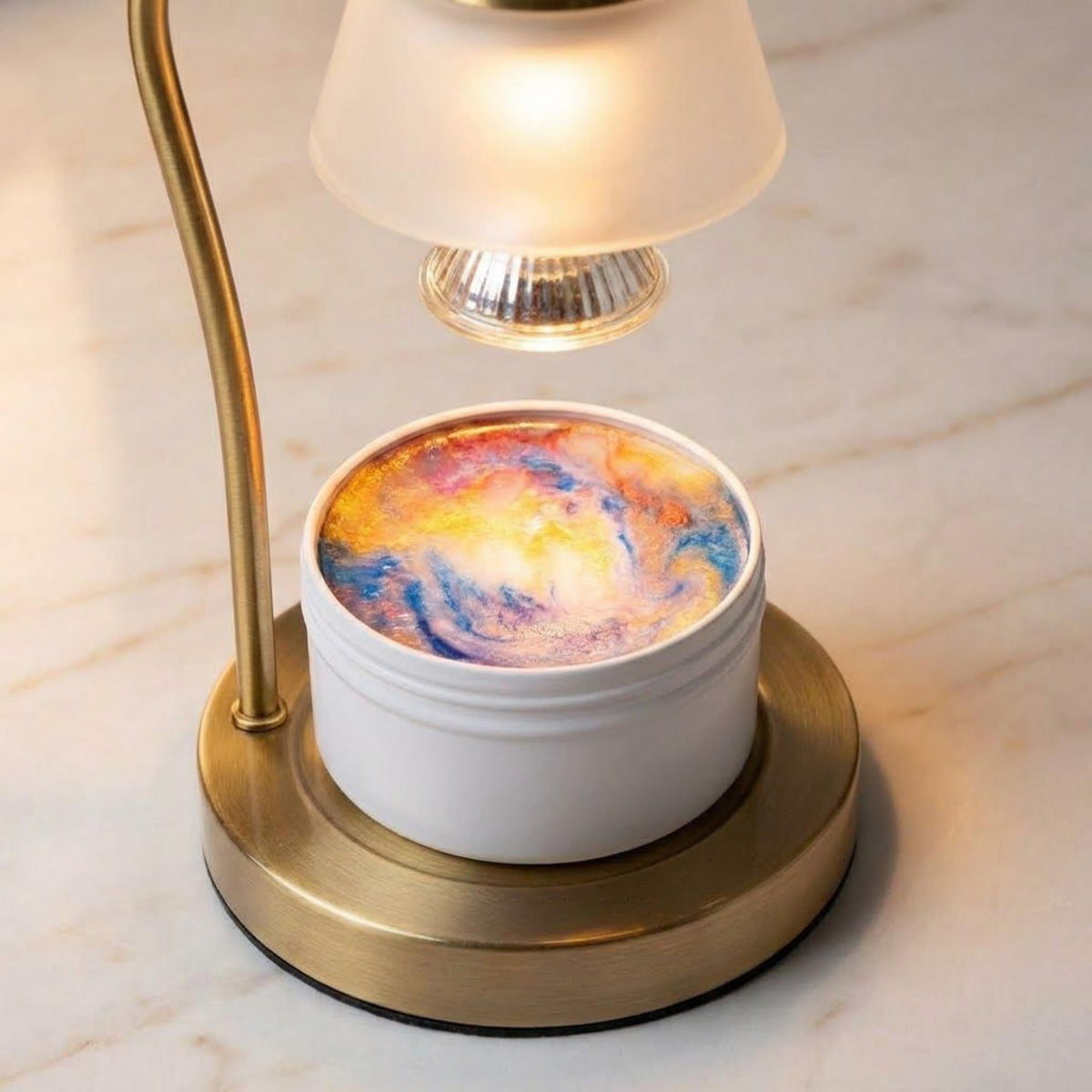 Flameless Candle, Wickless Natural Soy Wax Candle, 4 oz Luxury Mineral Swirl, Handmade, Strong Scent, Non Toxic Home Fragrance