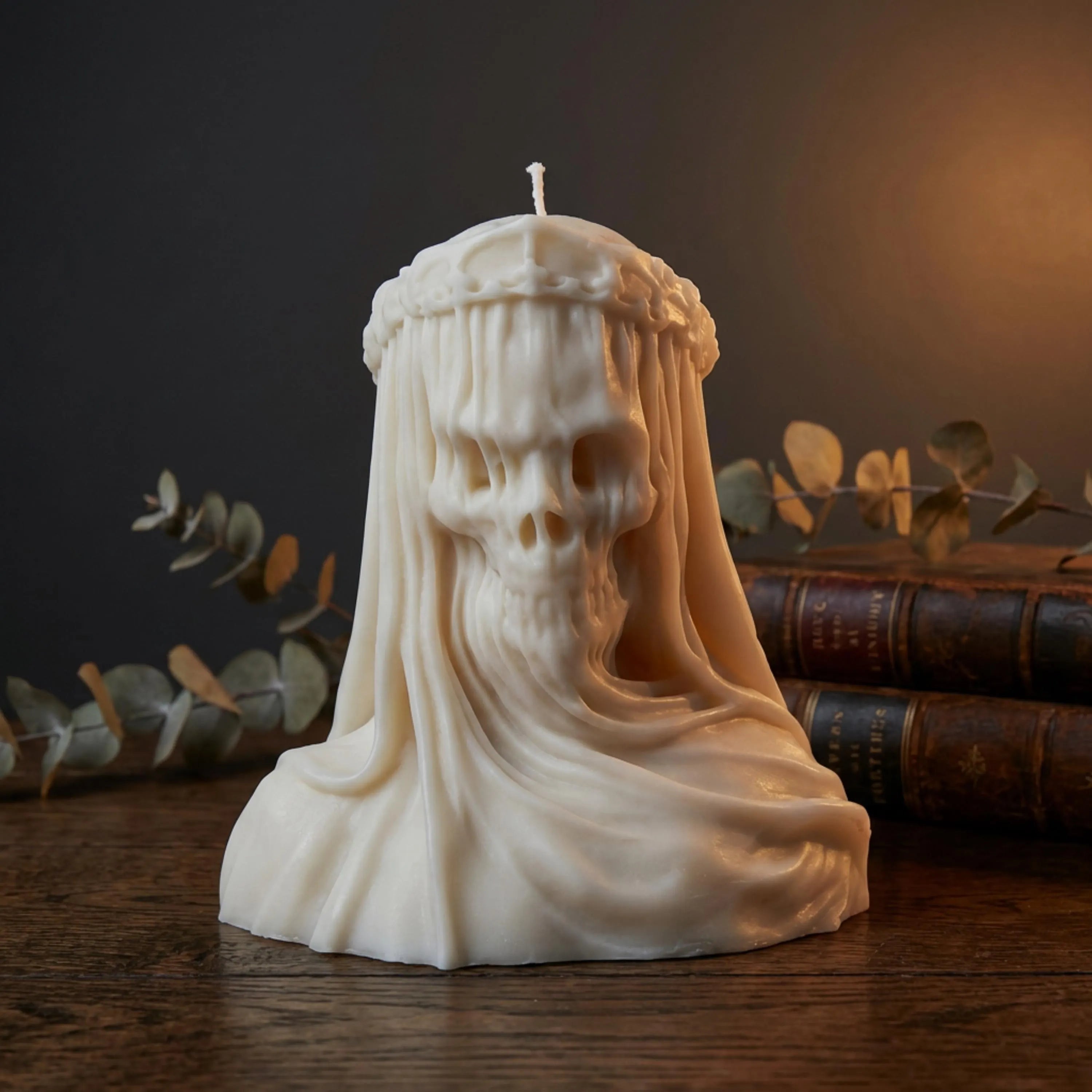 Large Veiled Death Candle soy wax candle