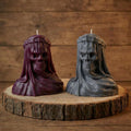 Large Veiled Death Candle soy wax candle — side view