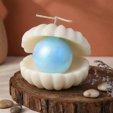 Clam with Pearl Candle, Seashell Candle, Unique Clam Shell, Cottagecore Decor, Unique Candle, Coastal Decor, Aesthetic Decorative Candle
