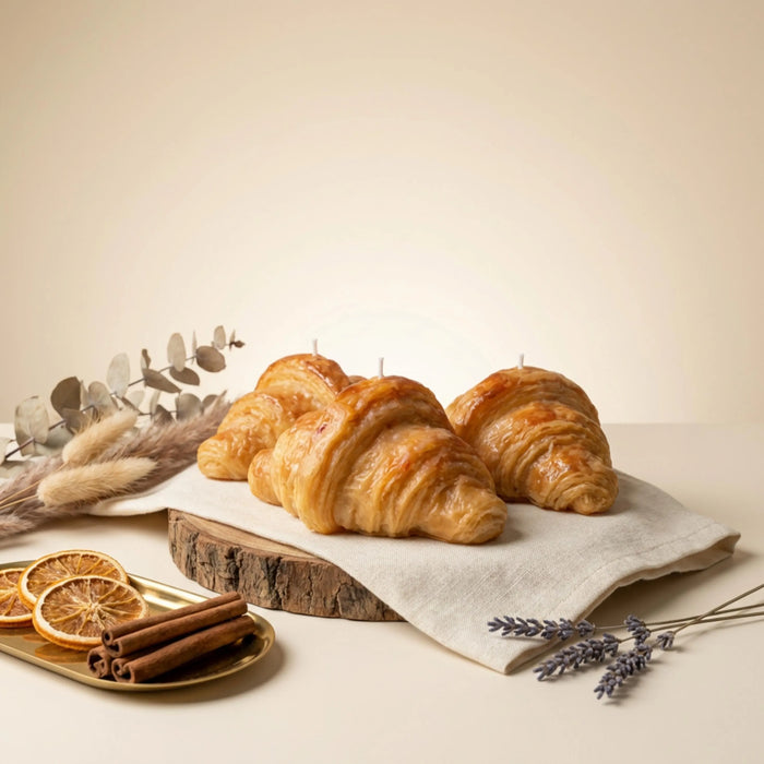 Croissant candle – realistic soy wax food candle, front view