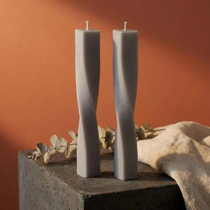 Twisted Taper Candle, Modern Sculptural Candle, Handmade Soy Wax Candle, Minimalist Home Decor Candle, Unique Red Candle, Geometric Candle
