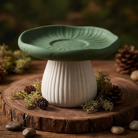 Mushroom Storage Jar, Eco Resin Vase, Woodland Trinket Holder, Jewelry Organizer - lit candle