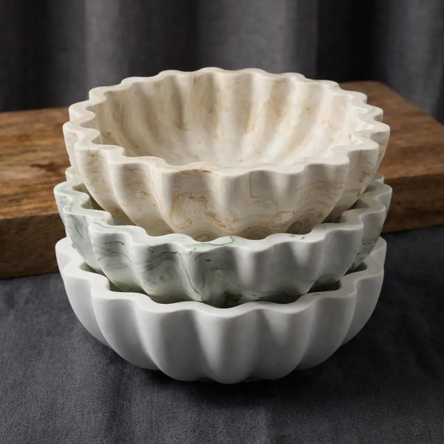 Handmade Scallop Jesmonite Bowl, Marbled Catch-All Dish, Modern Minimalist Home Decor