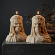 Large Veiled Death Candle soy wax candle — close-up detail