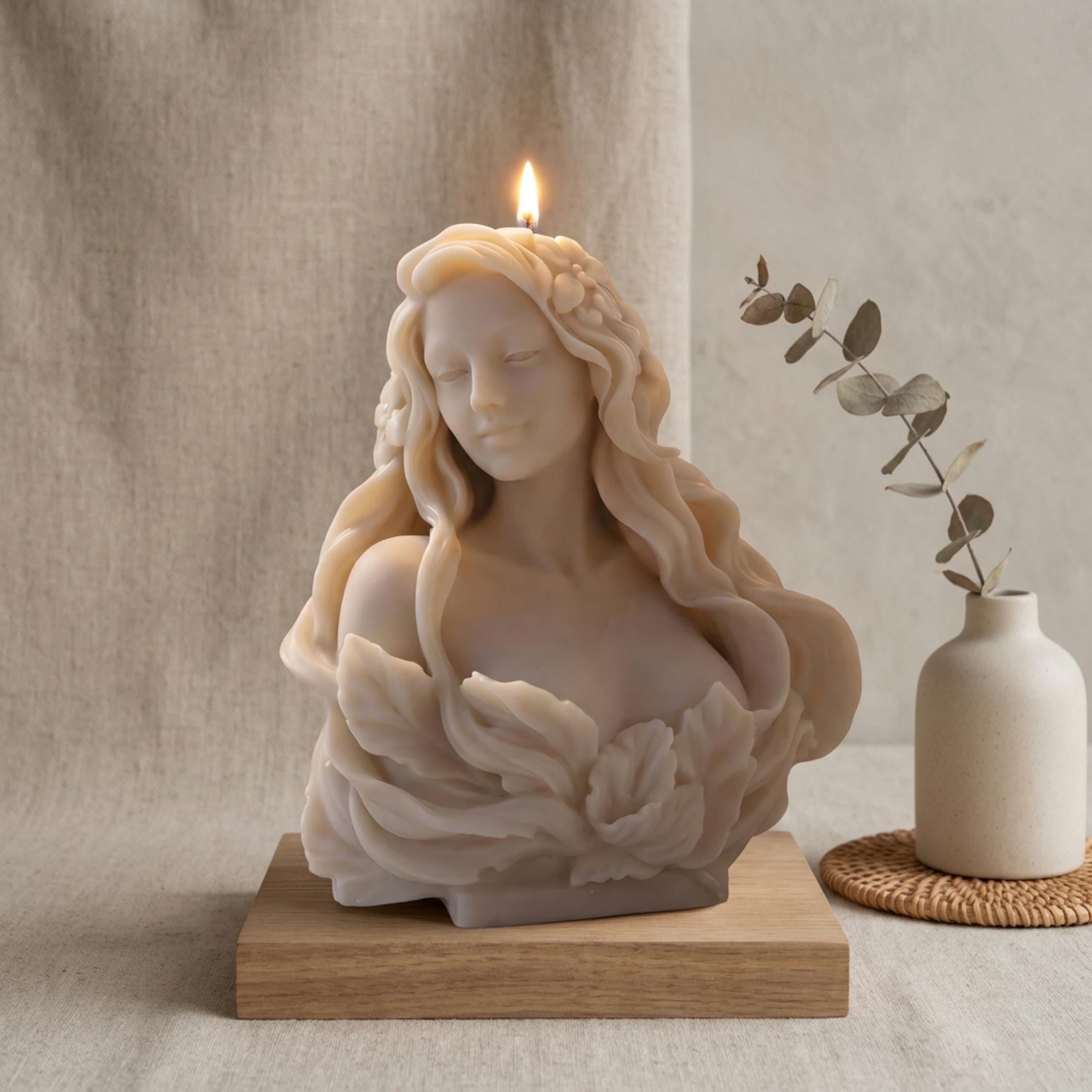 Greek Goddess Bust Candle – Sculptural Soy Wax Statue Candle