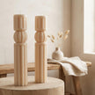 Set of 2 Chic Roman Ribbed Pillar Candle
