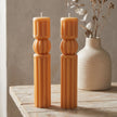 Set of 2 Chic Roman Ribbed Pillar Candle
