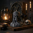 Large Veiled Death Candle soy wax candle — detail view