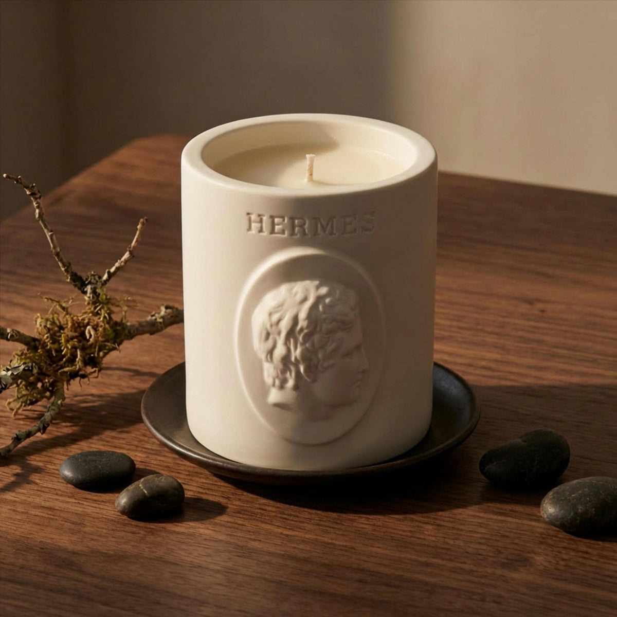 Hermes Greek God Bust Candle - Smoky Leather & Tobacco