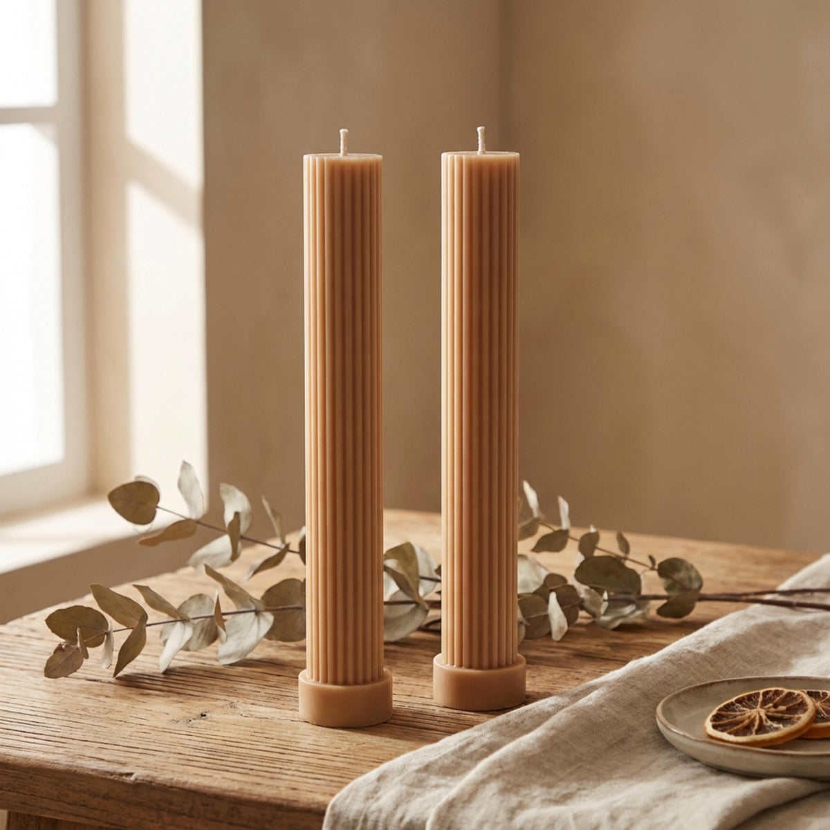 Taper Candle, Ribbed Decorative Soy Wax Large Candle, Unique gift, Dinner Candle