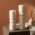 Oversized Ribbed Pillar Two Sculptural Candle Set