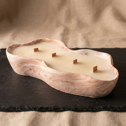 Large Soy Candle 14oz | Wooden Wick Candle | Ceramic Candle, Luxury Decorative Candle, Home Decor, Statement Candle, Unique Gift Candle - lit candle