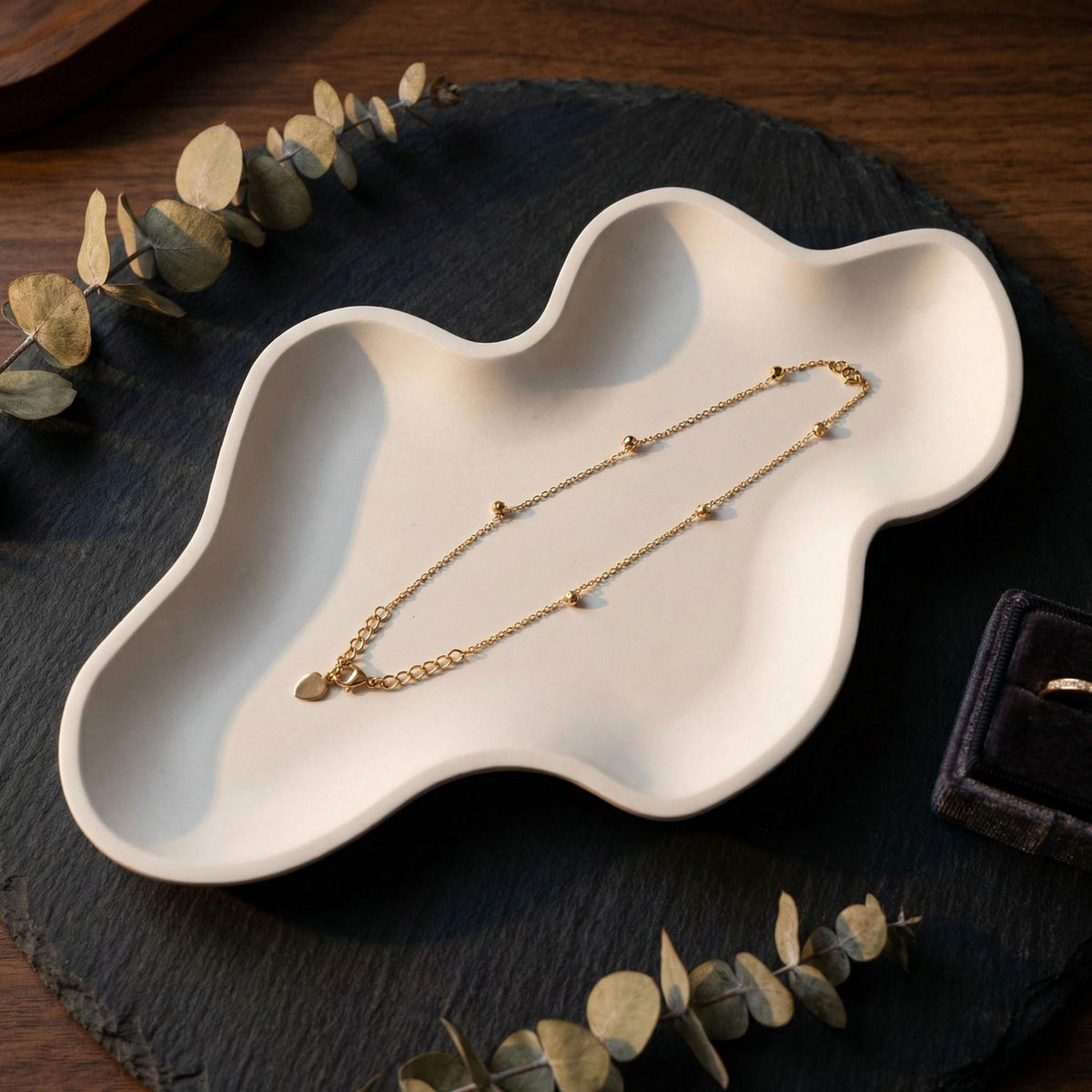Wavy Eco Ceramic Tray – Japandi Catch All Jewelry Organizer Decor
