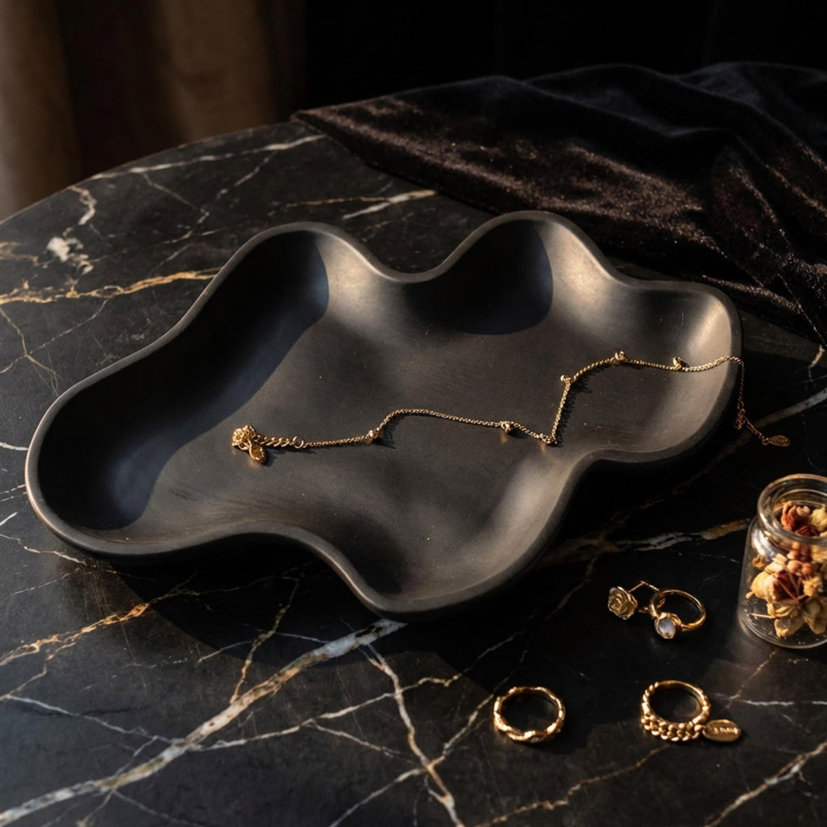 Wavy Concrete Tray, Organic Japandi Decor, Irregular Catch All Tray, Jewelry Display Tray, Cloud Trinket Dish, Minimalist Home Decor