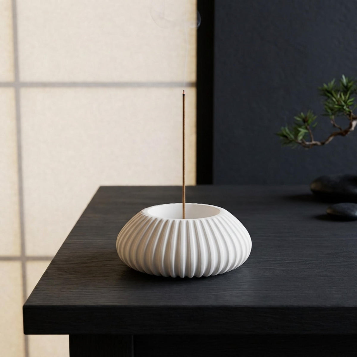 Fluted Ceramic-Resin Incense Burner Holder