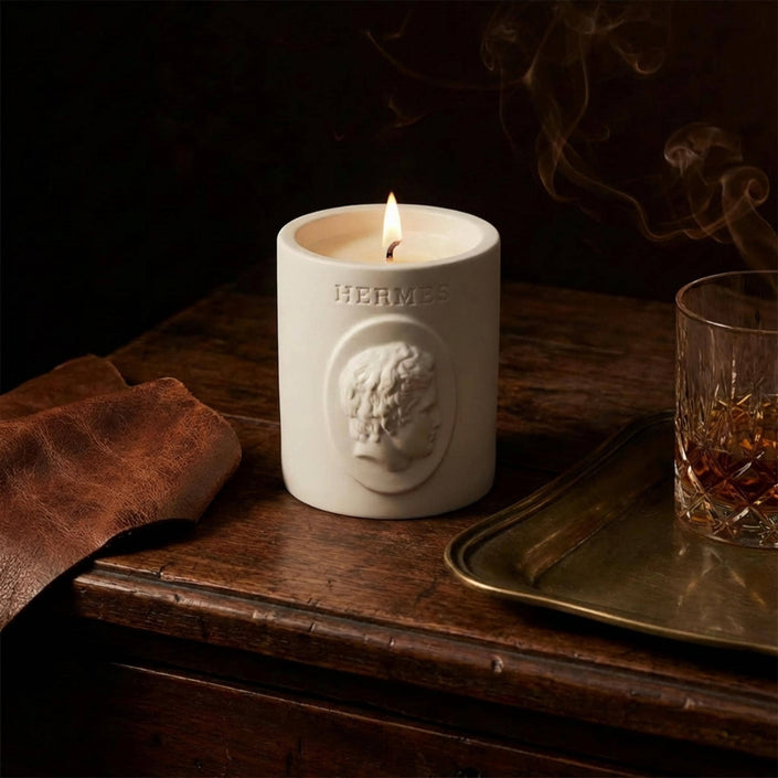 Hermes Greek God Bust Candle - Smoky Leather & Tobacco