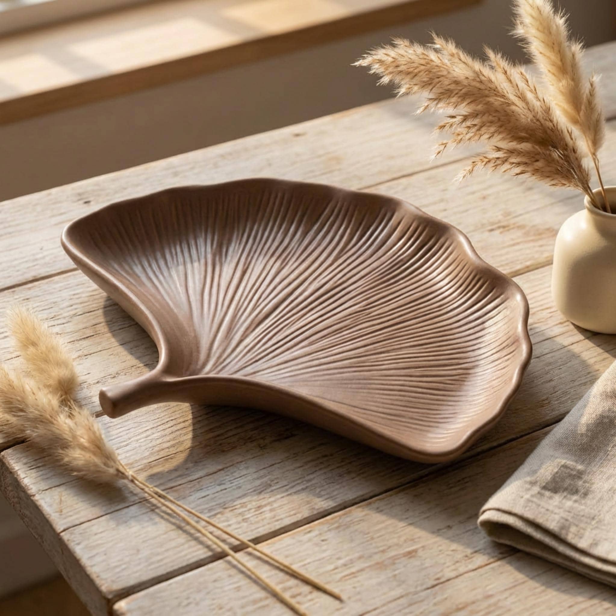 Ginkgo Leaf Tray: Hydro-Stone Ring Trinket Dish -Ceramic Resin Vanity Organizer