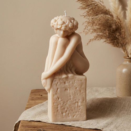 Seated Goddess Sculpture Candle – Large Art Candle – Handmade Soy Wax Statue – Aesthetic Home Decor – Feminine Figurine Candle by Votive Candle Co