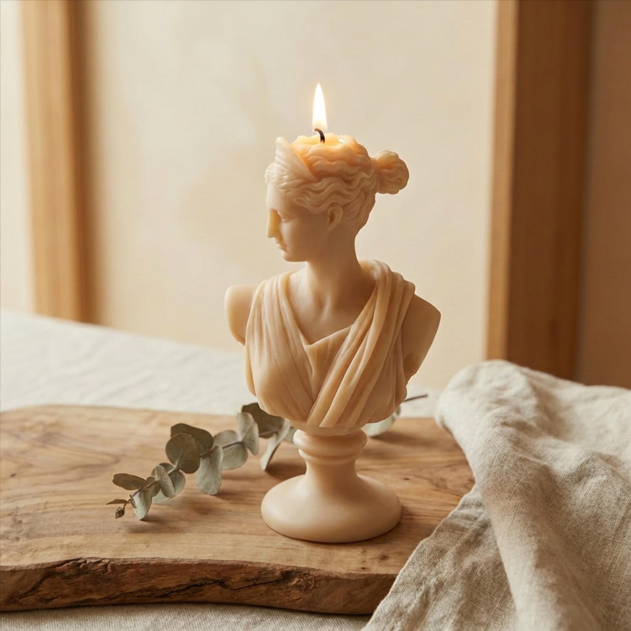 Artemis Bust Candle – Greek Statue Soy Wax Sculpture Candle