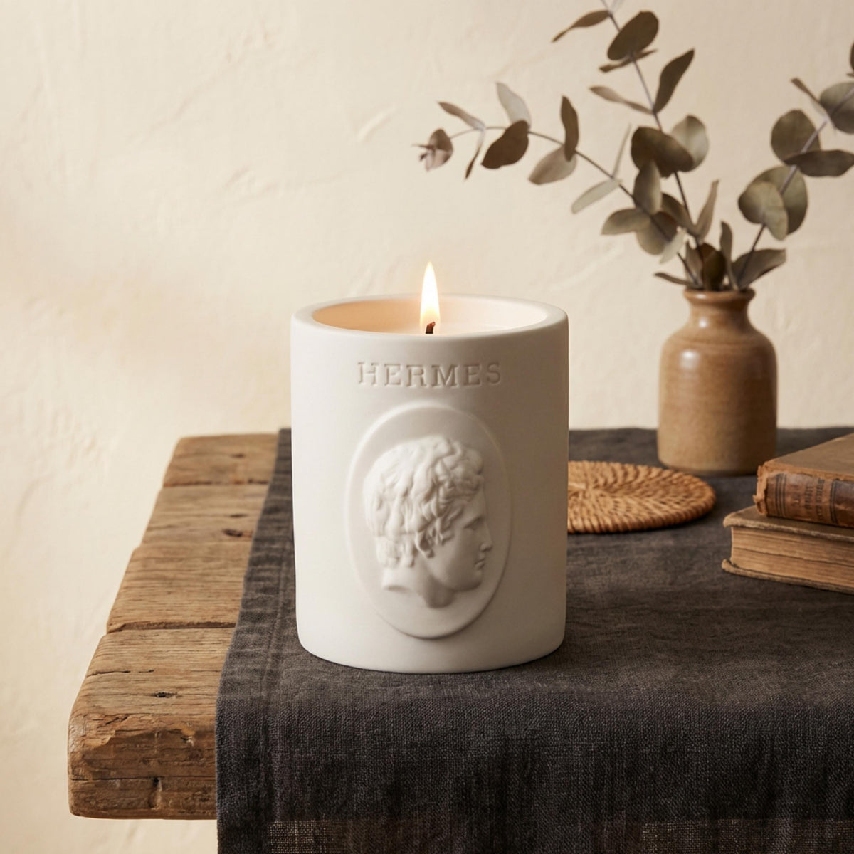 Hermes Greek God Bust Candle - Smoky Leather & Tobacco