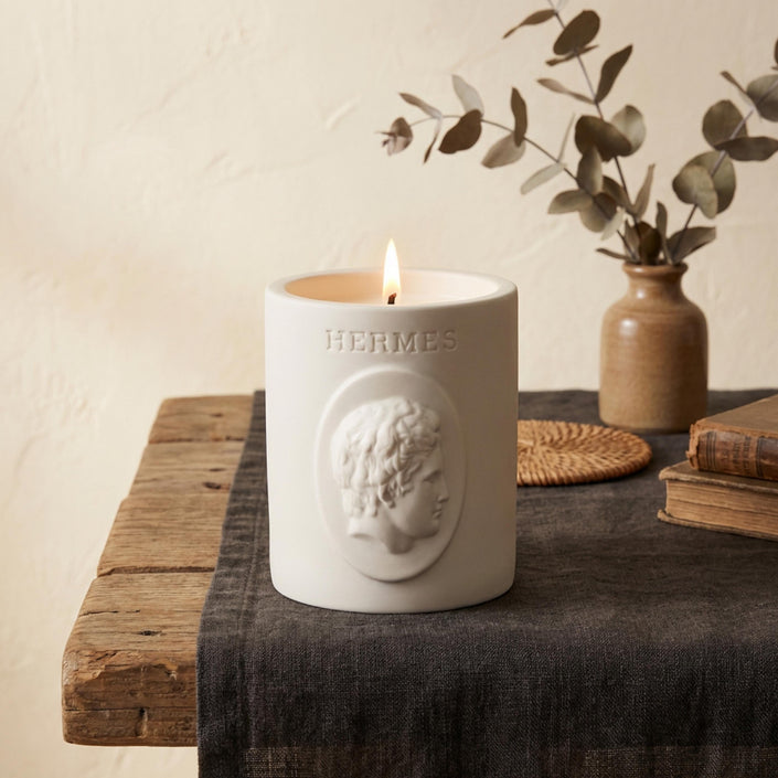 Hermes Greek God Bust Candle - Smoky Leather & Tobacco