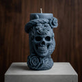 Halloween Skull Candle with Roses – Eco Soy Wax Gothic Décor