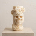 Halloween Skull Candle with Roses – Eco Soy Wax Gothic Décor
