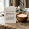 Farmhouse centerpiece candle in wooden dough bowl – cozy home decor