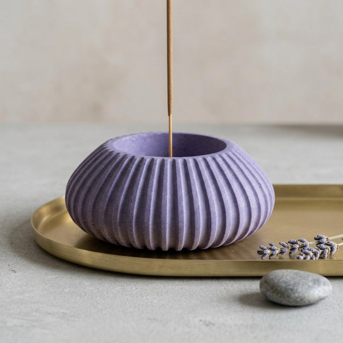 Fluted Ceramic-Resin Incense Burner Holder
