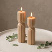 Twisted Soy Wax Pillar Candle – Unscented Handmade Sculptural Ribbed Candle