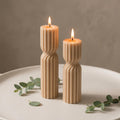 Twisted Soy Wax Pillar Candle – Unscented Handmade Sculptural Ribbed Candle