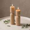 Twisted Soy Wax Pillar Candle – Unscented Handmade Sculptural Ribbed Candle