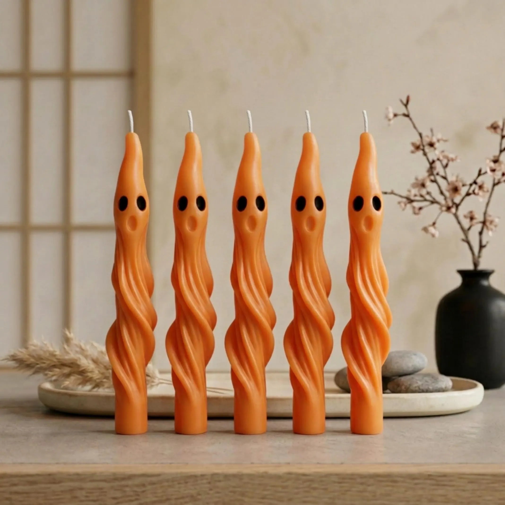 Ghost candle gothic – twisted soy wax taper, witchy and dark academia decor