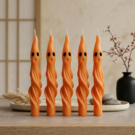 Ghost candle gothic – twisted soy wax taper, witchy and dark academia decor